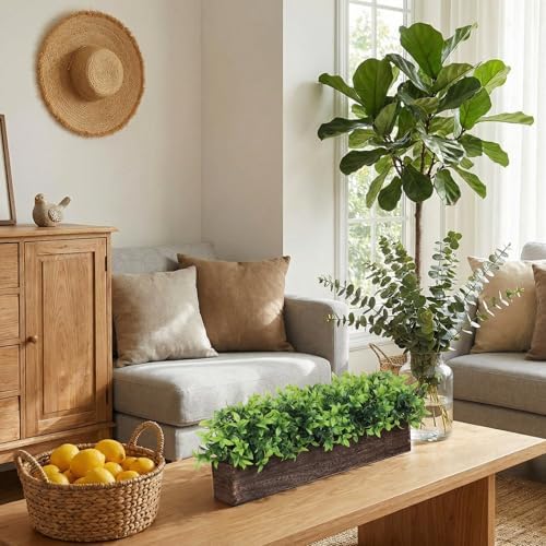 Lyrow 2 Pack 24 '' Artificial Eucalyptus Plants Faux Plants, Brown - Image 5