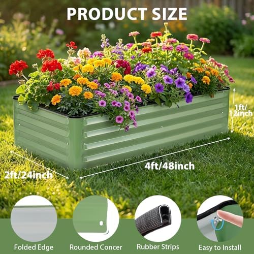 2 Pack 4x2x1 Ft Galvanized Raised Garden Bed, Green - Image 4