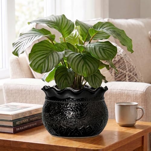 Ceramic Planters for Plants, 10 Inch Flower Pots, Black - Image 4