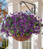 HyeFlora Artificial Fake Hanging Plants Flowers with Basket Outdoor Decor Faux Silk Dasiy Flower Arrangements in Pot Planter for Porch Home Indoor Patio Garden Yard Decoration by HyeFloraartificialflowers