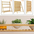 Bamboo 3-Tier Plant Stand, Planter Shelves, Folding Display Shelving Plants Shelf Unit Holder,Bamboo Ladder Plant Stand,With Accessories, For Patio Garden Balcony,Bamboo Ladder Plant Stand Solid Wood - Image 3