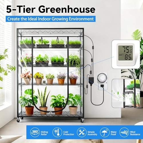 JESLED Indoor Greenhouse with Grow Light, 47.2x13.8x70IN - Image 3