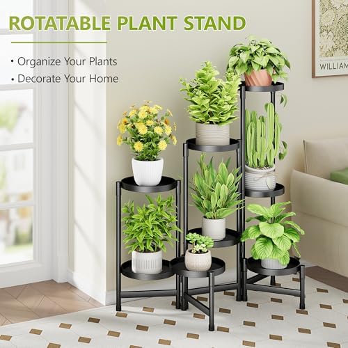 Cawukege 8 Tier Plant Stand Indoor, Tiered Plant Stand Outdoor for Multiple Plants, Corner Plant Shelf for Patio Balcony Porch Garden Living Room House, Black - Image 2