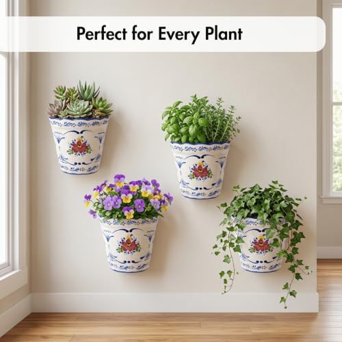 Faireal Hand Painted Portuguese Pottery Alcobaça Ceramic Wall Planter Flower Pot Made in Portugal, 6.5'' x 2.5'' x 6'' inches, (AVID-574) - Image 7