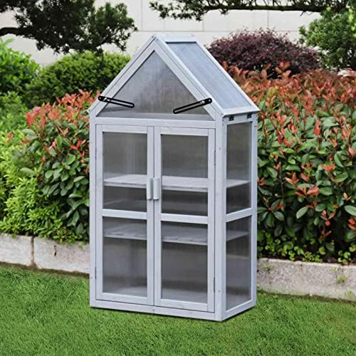 Wooden Growhouse with Adjustable Shelves, Mini Outdoor Growing Rack, Indoor Cold Frame Plant Stand - Image 2