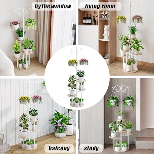 INGIORDAR Plant Stand Indoor Outdoor Corner 5 Tier Flower Shelf White - Image 6