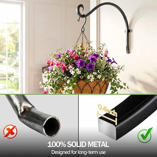 Bird Feeder Plant Hanger Hook-12" 50LBS Outdoor Wall Iron Rustproof 4-Pack - Image 5
