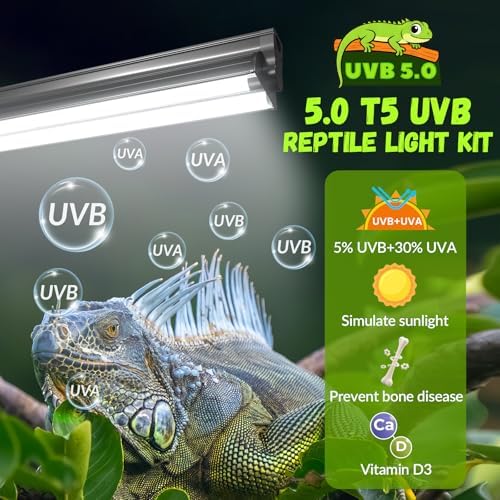 GlowUp 22inch 24W T5 5.0 UVB Light for Reptiles Light Fixture Combo Kit Reptile Lamp Tube Terrarium Hood UVB Light for Bearded Dragon Rainforest Dwelling Reptiles, Chameleons, Iguanas, Turtles - Image 2