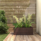 LeisureMod Oasis Mid-Century Modern Fiberglass and Clay Planter for Indoor and Outdoor - Rectangular Weather-Resistant Durable Planter Box with Drainage Holes (Brown) - Image 3
