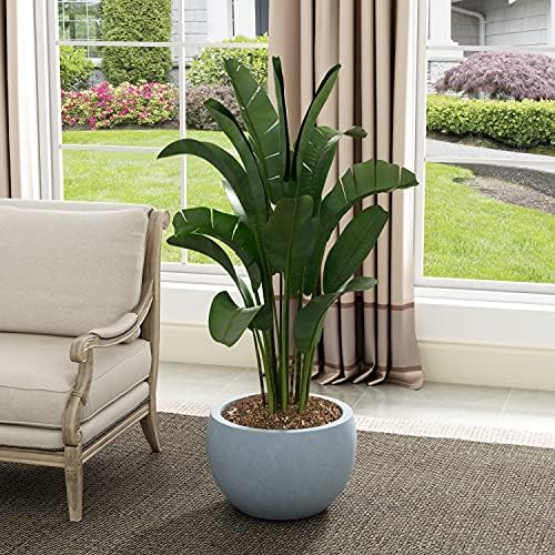 Kante Small Round Bowl Blue Gray Concrete Planter 11.8" Dia, Outdoor - Image 3