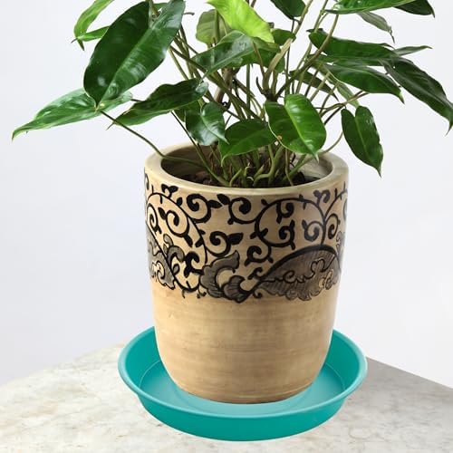 4 Pack of 14 inch Plant Saucers Bird Bath Bow Round, Plastic Plant Saucer Tray for Pots, White Planters for Indoor Plants, Plant Trays for Planter 12-15" (14", Teal) - Image 6