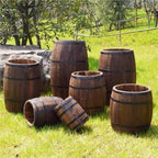 Rustic Wooden Wine Barrel Planter, Creative Barrel Flower Pot for Balcony, Garden, Patio, Home Décor(9.8" H) - Image 6