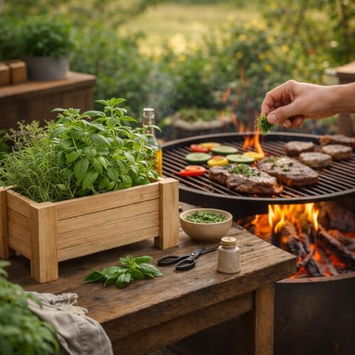 Cedar Herb Planter Box with Legs – Indoor Outdoor Wooden Herb Garden for Cooking, Kitchen, Grill & Fire Pit Use (24inch) - Image 2