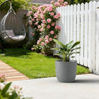 Kante Small Round Curved Pale Gray Concrete Planter 13.3" Dia, Outdoor - Image 5