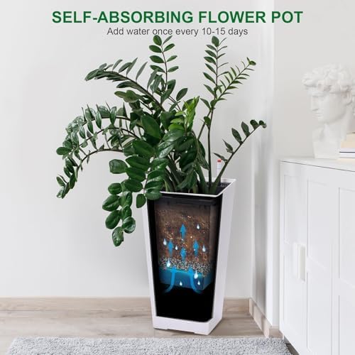22.5" Tall Self-Watering Planters Set of 2, Indoor & Outdoor Flower Pots - Image 5