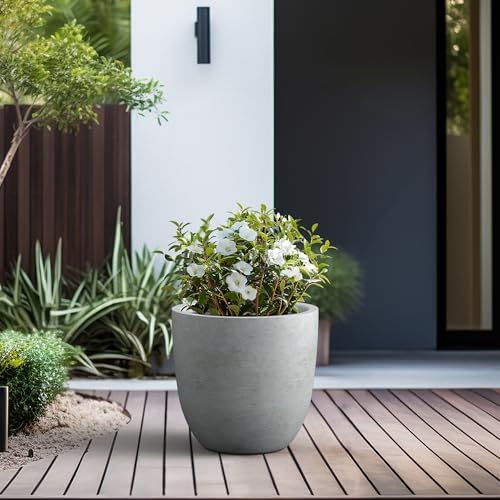 Kante Large Round Bowl Pale Gray Concrete Planter 18" Dia, Outdoor - Image 5