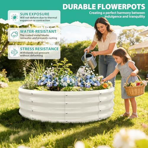 12 Inch Tall 48 Inch Diameter Round White Raised Garden Bed Kits Outdoor - Image 3