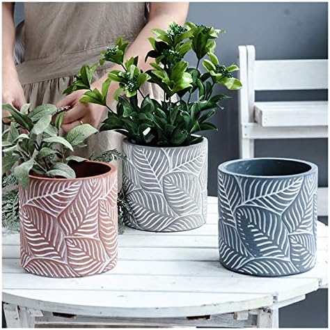 Plants Flower Pots Indoor Flower Plant Pots Modern Decorative Gardening Pot with Drainage Hole for All House Plants Flowers Herbs Cement Round Planter Gardening Pot (Color : 1) - Image 4