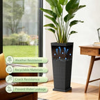 Greesum Set of 2 Tall Plastic Planters with Saucer, 32 Inch, Black - Image 3