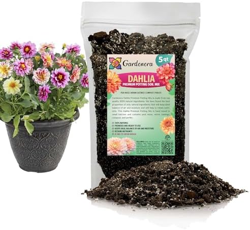 Expert Dahlia Potting Soil Mix by Gardenera - Enhance Growth and Color - Perfect Balance of Nutrients and Drainage - 5 Quart by Gardenera