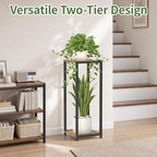 LASZOLA 2 Tier Plant Stand Tall for Indoor Corner, 30 Inch Wood Brown - Image 5