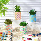 Zubebe 12 Pcs Paint Your Own Ceramic Pots Bulk Unfinished Succulent Pots Craft Kit with Drainage Hole Mini Paintable Plant Vase Ready to Paint Planter for Cactus DIY Craft (Classic) - Image 6