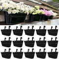 LaLaGreen Rail Planter Outdoor Plants(11.8 Inch, 15 Pack) Black Metal Iron Hanging Flower Pots Deck Railings Fence Buckets Modern Countryside Boho Style Wall Mount Window Box Plant Holder Porch Decor by L%C3%A1L%C3%A1Green