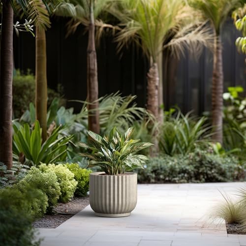 Kante Accent Round Pedestal Weathered Concrete Planter 14" Dia, Outdoor - Image 5