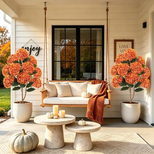 GTIDEA 2 Pack 3.5 ft Faux Fall Tree Topiary with Spikes for Front Porch - Image 5