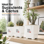 4.7"Wx4.3"H Plant Pots 6 Packs Smart Drainage Square Flower Pots S16 White - Image 6