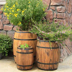 Multipurpose Wooden Barrel Planter, Creative Whiskey Barrel Planter, Solid Wood Wine Barrel, Suitable for Garden and Patio(H27.6in) - Image 6