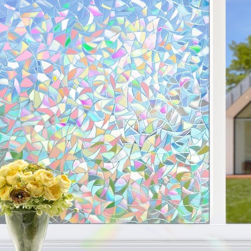 HIDBEA Window Privacy Film Static Clings,Rainbow Window Film,35.4in x 6.5ft by HIDBEAWindowFilm