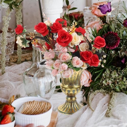 FOMIYES Minimalist Vase Vintage Metal Flowerpot, Metal Flower Vases, Antique Supplies for Decoration (Gold) Tall Urn Planter - Image 3