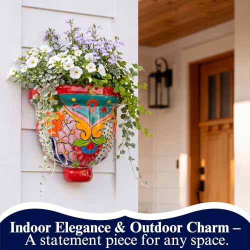Talavera Wall Planter - Handmade Mexican Hanging Pot (Red-Large) - Image 5