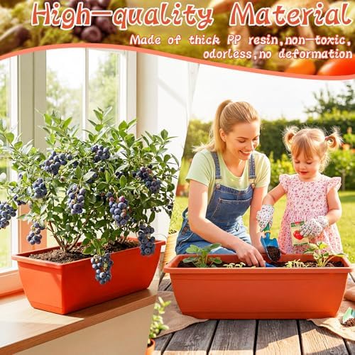 8 Pcs 24 Inch Plastic Window Boxes Planters, Red - Image 5