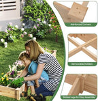 GIANTEX Wooden Raised Garden Bed with 2 Planter Boxes & Dividers, 90"x25"x10" Raised Bed for Flowers Vegetables Fruits Herbs Gardening Planting, Outdoor Garden Box for Patio Backyard Lawn (1) - Image 7