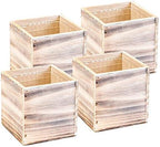 Wooden Planter Box, Rustic Whitewash with Plastic Liner l Garden Decor l Restaurant and Wedding Decorations l Wedding Bouquets, Table Centerpiece (5x5 Set of 4, Whitewash) by Unknown