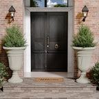 Tall Plastic Urn Planters and Pedestal - 24" Outdoor Planter Beige - Image 6