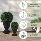 Pure Garden Outdoor Planter 2-Pack - Large and Small Urn Planters - Plastic Plant Pots for Indoor, Outdoor, or Front Porch Decor (Black) - Image 4