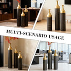 Tall Floor Vases Set of 3 for Decor Living Room Floor, Black and Gold Vases Home Decor, Embossed Body Pattern, 34.25" H/30.31" H/24.8" H Geometric Cylinder (Gold 8) - Image 7