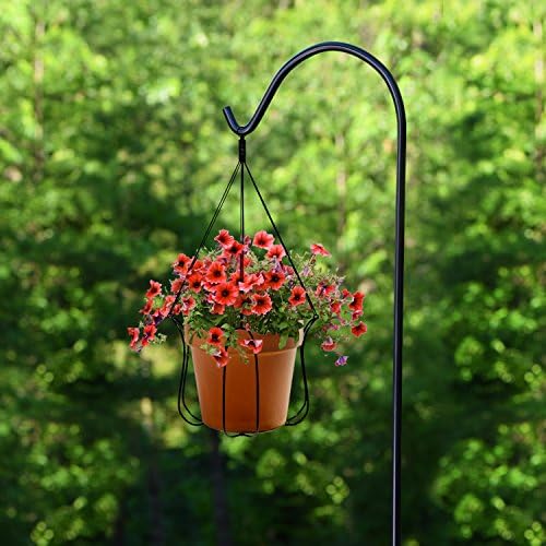 Ashman Black Shepherd Hook 92 Inch, 1/2-Inch Thick, Solid Metal Single Piece Hook, Super Strong, Rust Resistant, Hanging Plant Baskets, Wind Chimes, Lanterns, Heavy Bird Feeders & More (Pack of 1) - Image 2