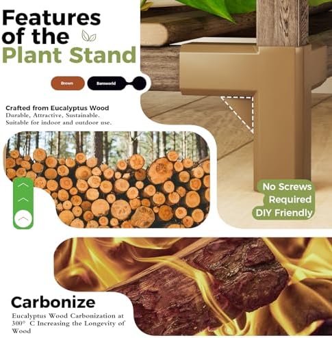 Bamworld Plant Stand Indoor Plant Shelf Outdoor Corner Wood Plant Table - Image 6