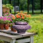 Ceramic Planters - 11 Inch Ceramic Pots for Plants with Drainage Hole, Decorative Planters for Indoor Outdoor, Unique Flower Pots, Garden Office House Decor, Gifts for Plants Lover, Purple - Image 4