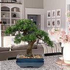Artificial Bonsai Tree Juniper Faux Plants Indoor Fake Plants Decor with Blue Square Ceramic Pots for Home Table Office Desk Bathroom Shelf Bedroom Living Room Farmhouse Decorations - Image 5