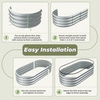 4x2x1 FT Oval Metal Raised Garden Bed, Open Bottom Design Elevated Garden Planter Box Outdoor, Trough Planter for Outdoor Plants, Flower, Vegetables, Fruit, Herbs (Silver, 1PC) - Image 4