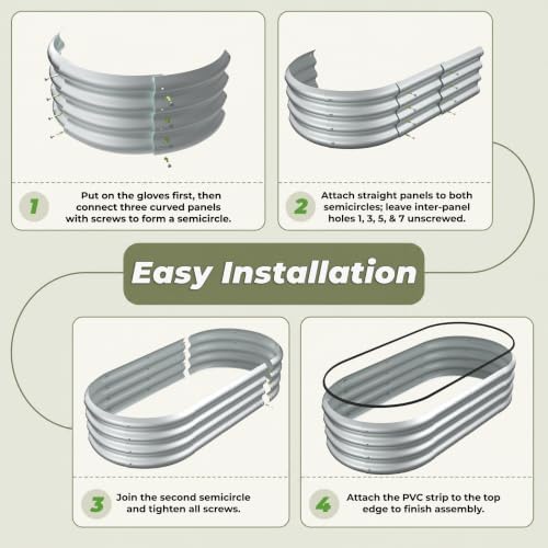 4x2x1 FT Oval Metal Raised Garden Bed, Open Bottom Design Elevated Garden Planter Box Outdoor, Trough Planter for Outdoor Plants, Flower, Vegetables, Fruit, Herbs (Silver, 1PC) - Image 4