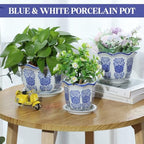 Briwooody Set of 3 Chinoiserie Planters Blue White Ceramic, Classic Style - Image 6