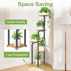 iDavosic.ly Tall Plant Stand Indoor, Corner Tiered Wooden Tray, Black Brown - Image 6