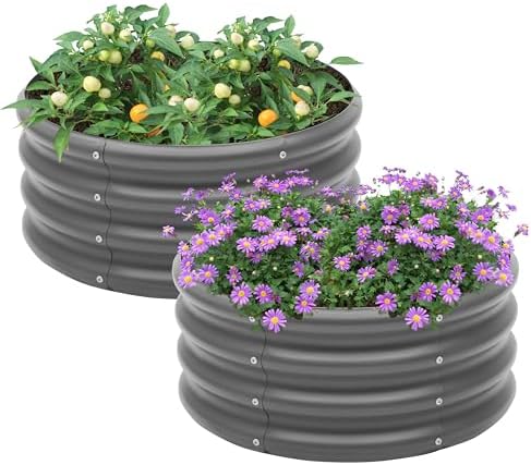 Besebay 2-Pack 2x1ft Galvanized Raised Garden Bed, Outdoor Planter Bed, by Besebay