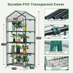 Indoor Greenhouse with Grow Lights, 4 Tier 27" L×19" W×62" H Mini Greenhouse with Zippered PVC Cover for Seed Starting Trays, Dimmable 2FT 60W Plant Light for Indoor Plants with Timer - Image 6